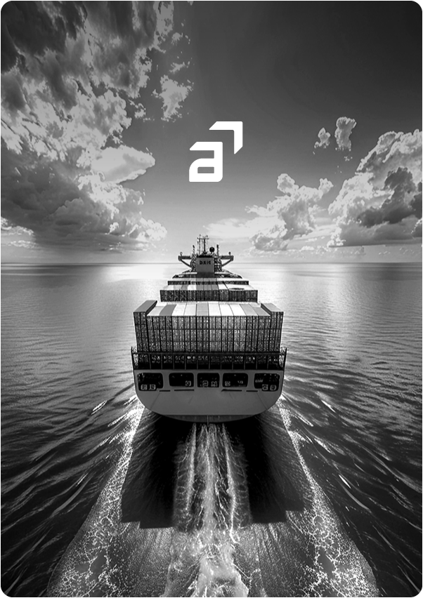 Cargo ship navigating through ocean